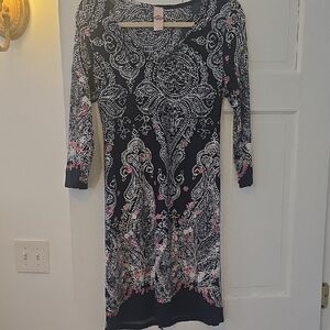 Chic Long Sleeve Navy and Pink Dress